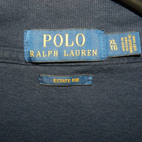 Polo Ralph Lauren Estate Rib 1/4 Zip Blue Pony Mens Pullover Top XL (D-26) - Picture 2 of 4